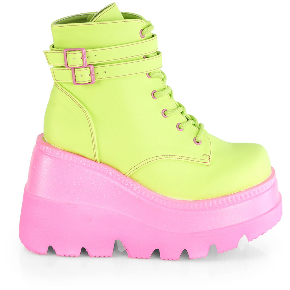 4" Wedge PF Ankle Boot, Side Zip Pleaser Demonia SHAKER/52