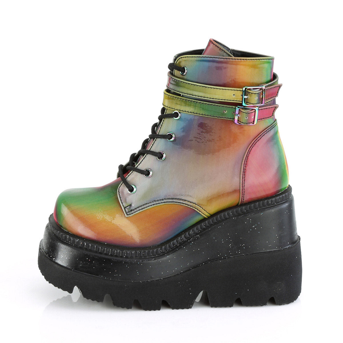 4 1/2" Wedge Pf Ankle Boot, Side Zip Pleaser Demonia SHAKER/52