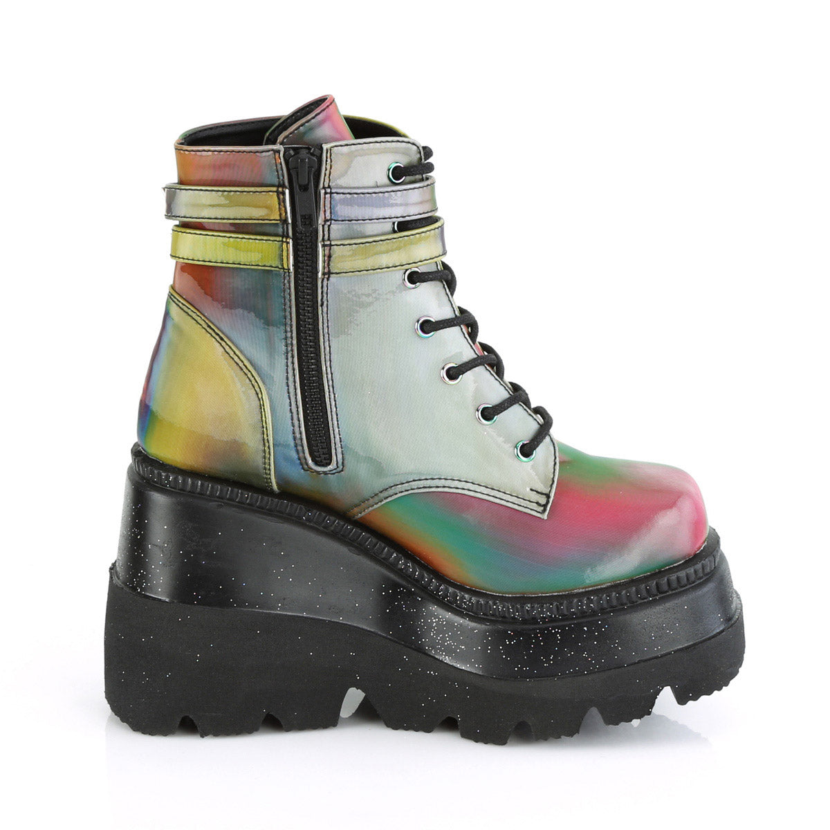 4 1/2" Wedge Pf Ankle Boot, Side Zip Pleaser Demonia SHAKER/52
