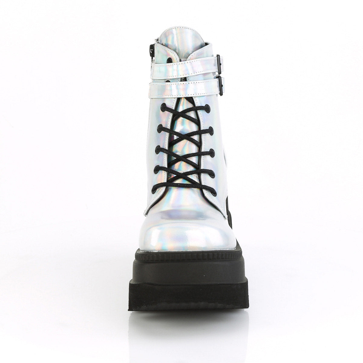 4" Wedge PF Ankle Boot, Side Zip Pleaser Demonia SHAKER/52