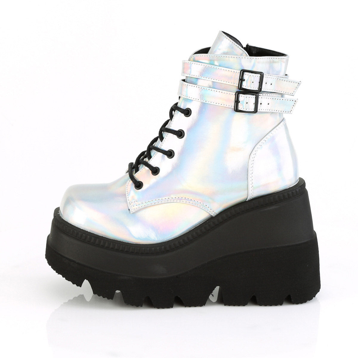 4" Wedge PF Ankle Boot, Side Zip Pleaser Demonia SHAKER/52
