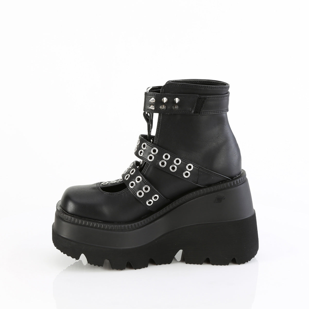 4 1/2" Wedge Platform Cage Bootie, Back Zip Pleaser Demonia SHAKER/62