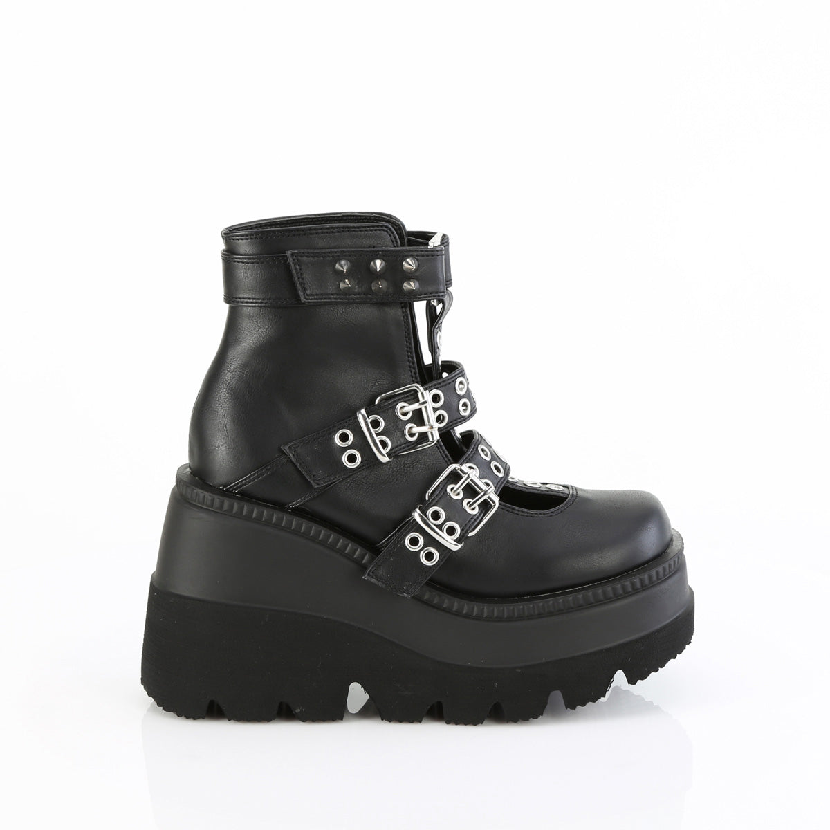 4 1/2" Wedge Platform Cage Bootie, Back Zip Pleaser Demonia SHAKER/62