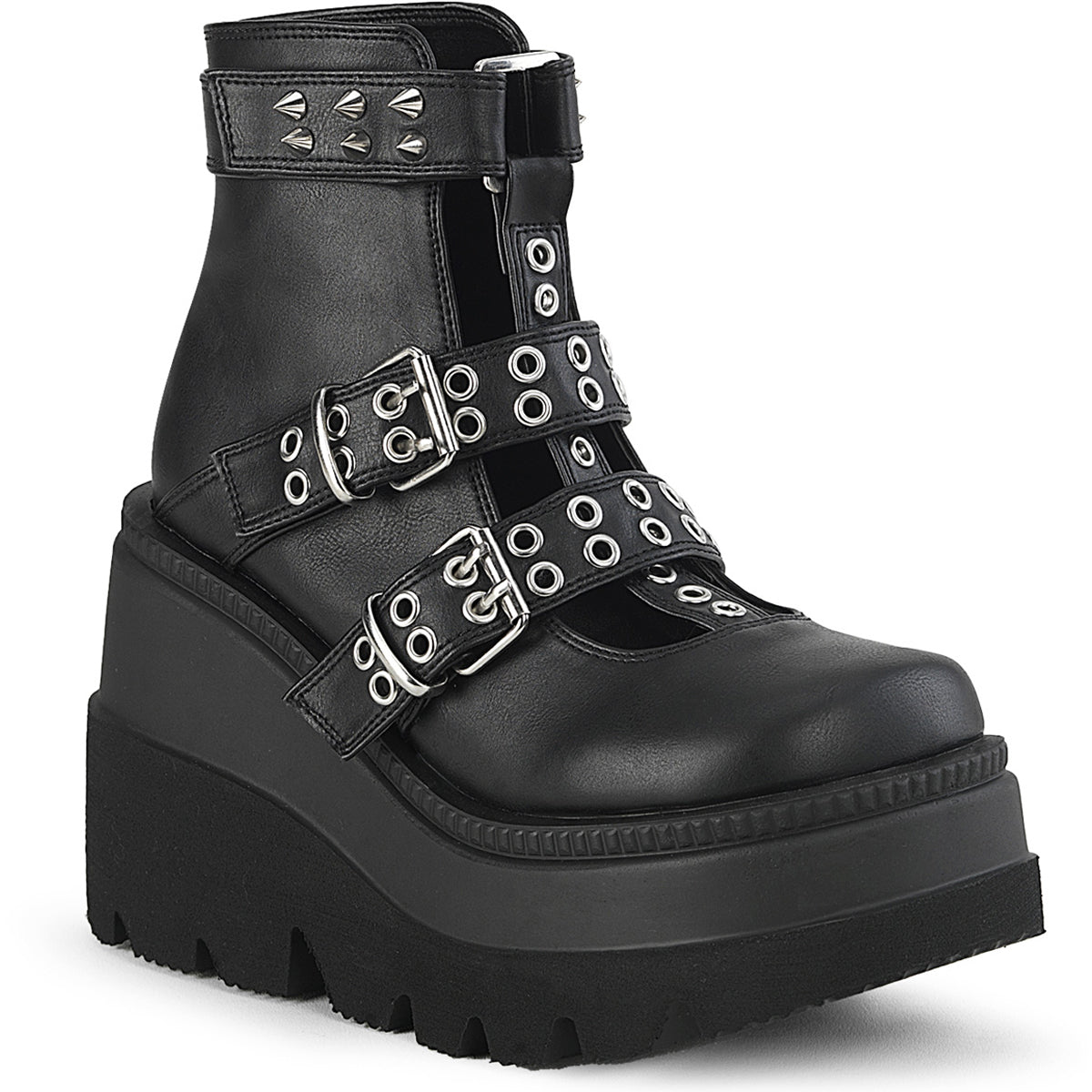 4 1/2" Wedge Platform Cage Bootie, Back Zip Pleaser Demonia SHAKER/62
