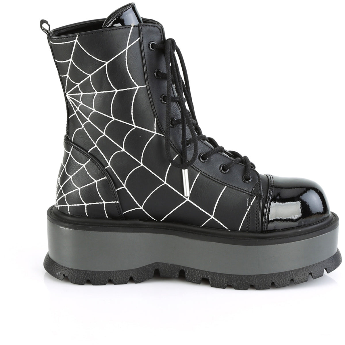 2" Pf Lace-Up Ankle Boot, Side Zip Pleaser Demonia SLACKER/88