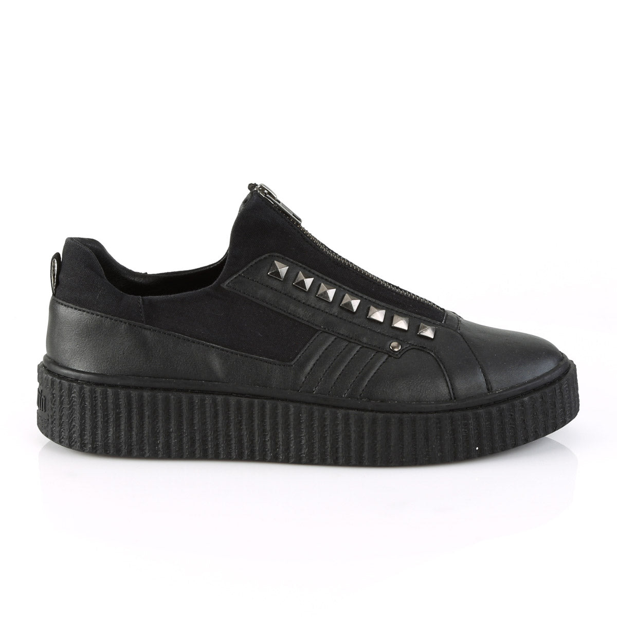 1 1/2" PF Round Toe Zip Front Low Top Creeper Sneaker Pleaser Demonia SNEEKER/125