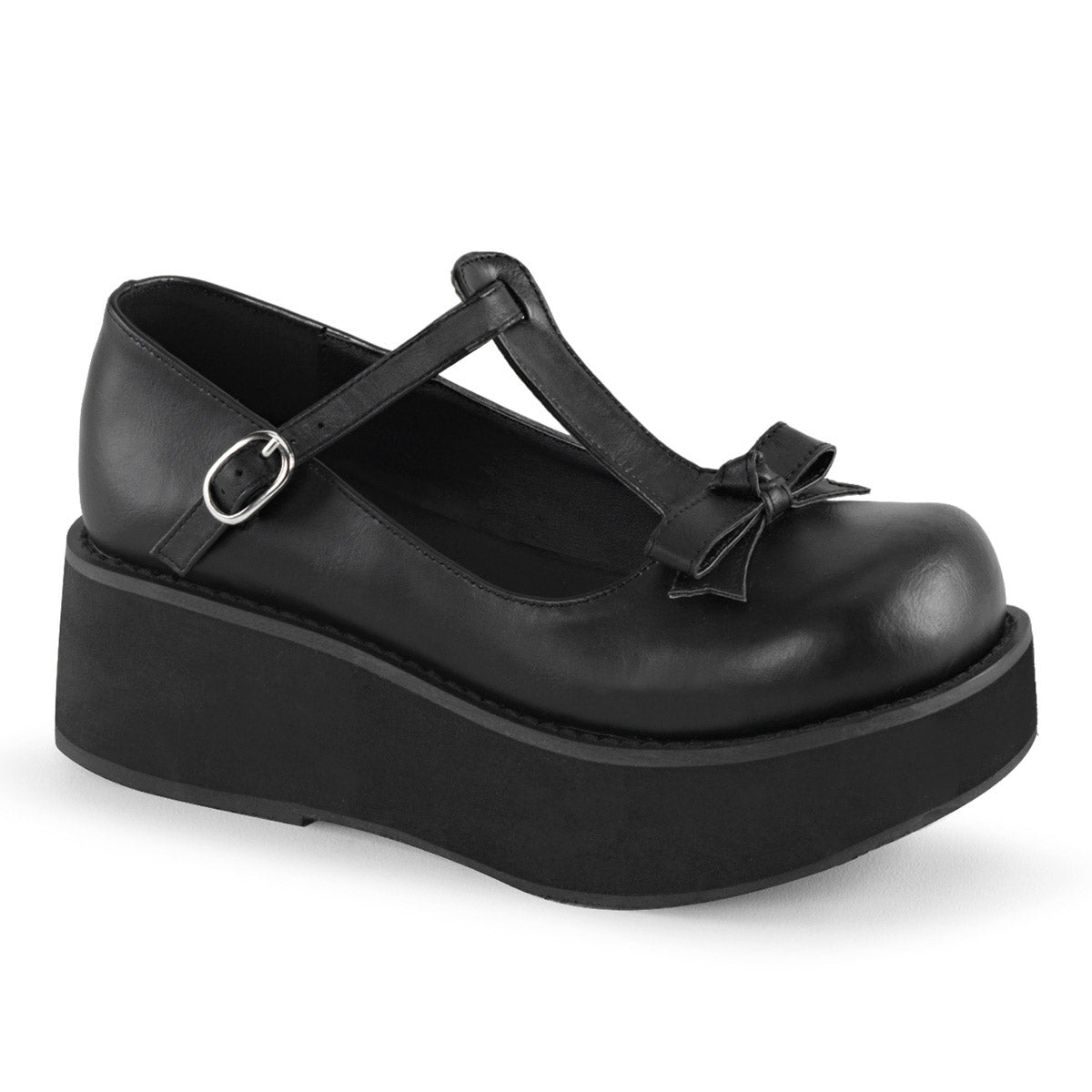 2 1/4" Pf T-strap W/bow & Buckle Detail Pleaser Demonia SPRITE/03