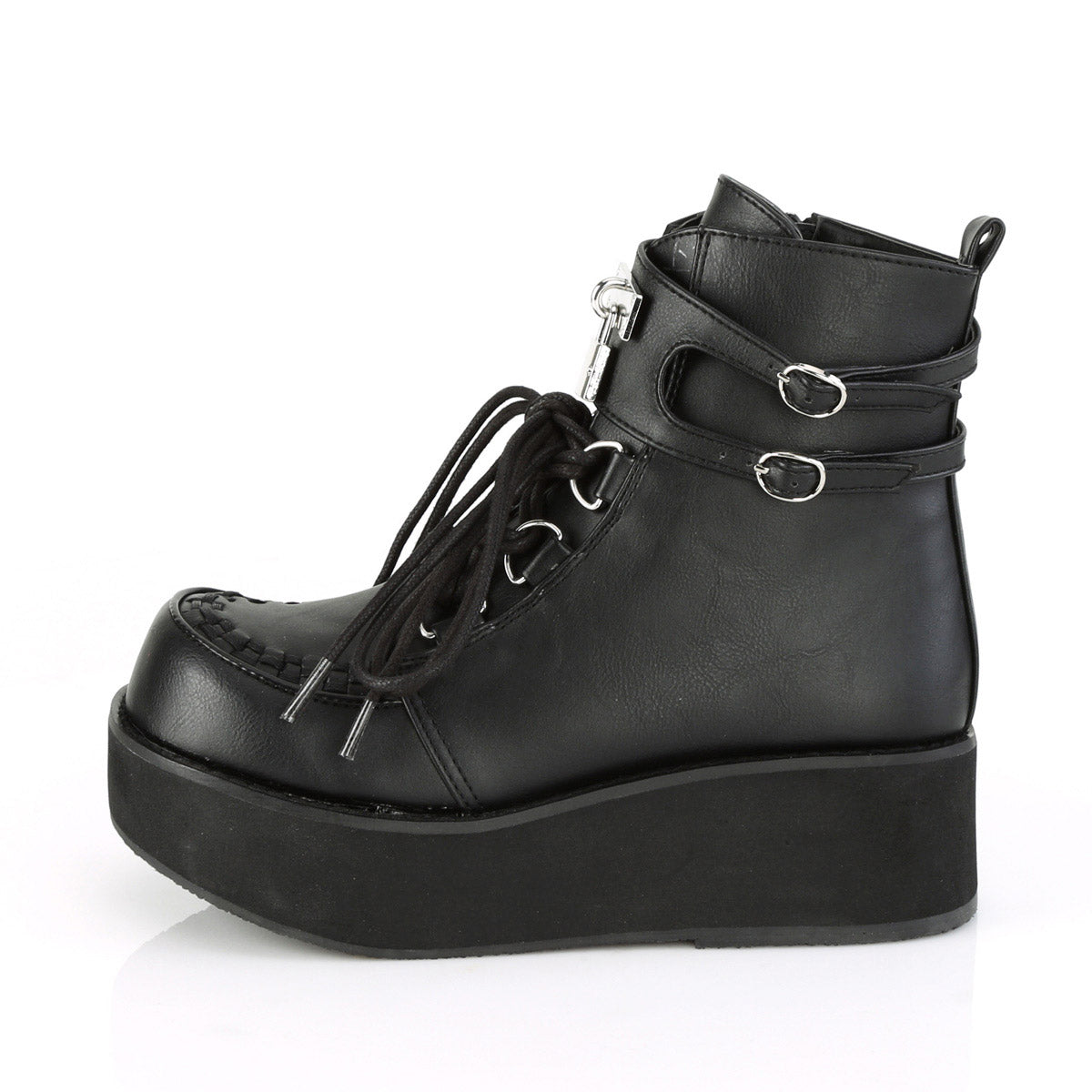2 1/4" PF Lace-Up Ankle Boot, Side Zip Pleaser Demonia SPRITE/70