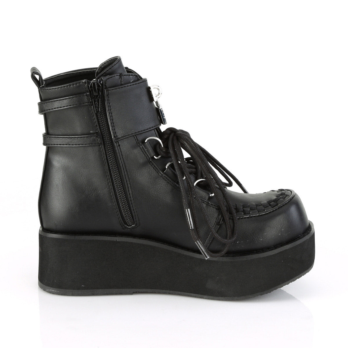 2 1/4" PF Lace-Up Ankle Boot, Side Zip Pleaser Demonia SPRITE/70