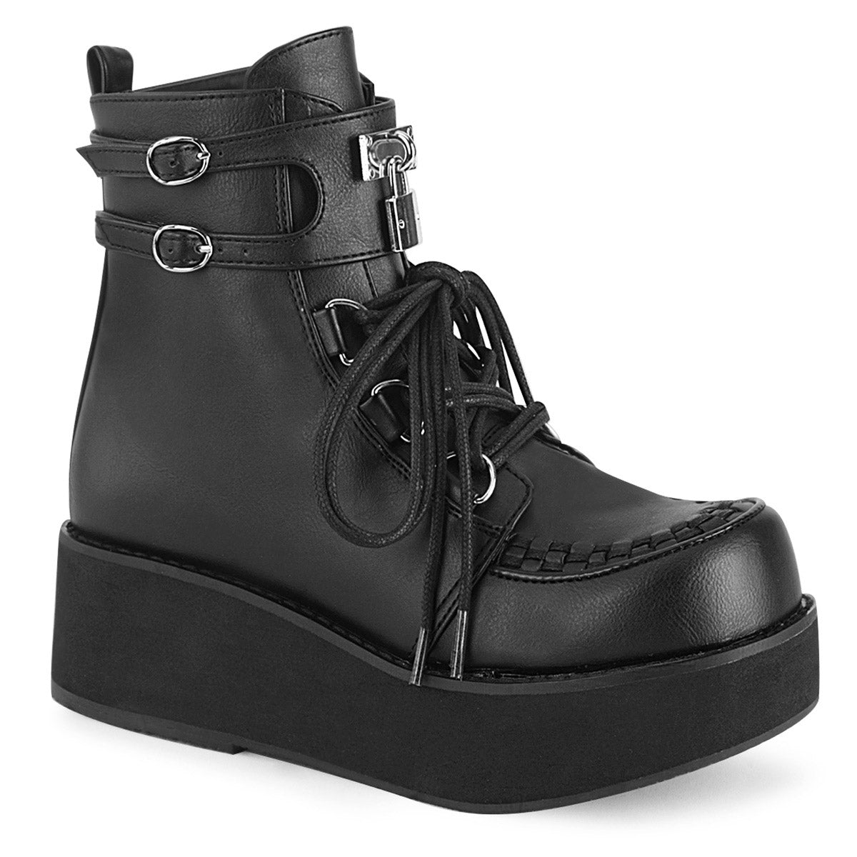 2 1/4" PF Lace-Up Ankle Boot, Side Zip Pleaser Demonia SPRITE/70