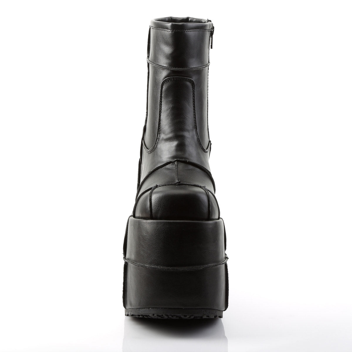 7" P/F Ankle Boot, Side Zip Blk Vegan Leather Pleaser Demonia STACK/201
