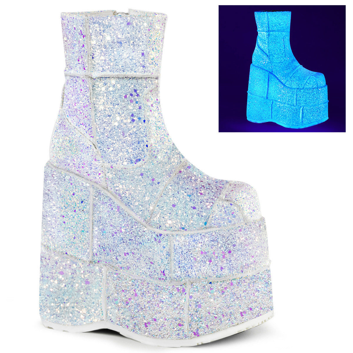 7" PF Ankle Boot, Side Zip Pleaser Demonia STACK/201G