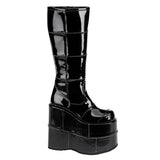 Sexy Goth Punk Patched Detail Mid Calf Extreme Platform Boots Shoes Pleaser Demonia STACK/301