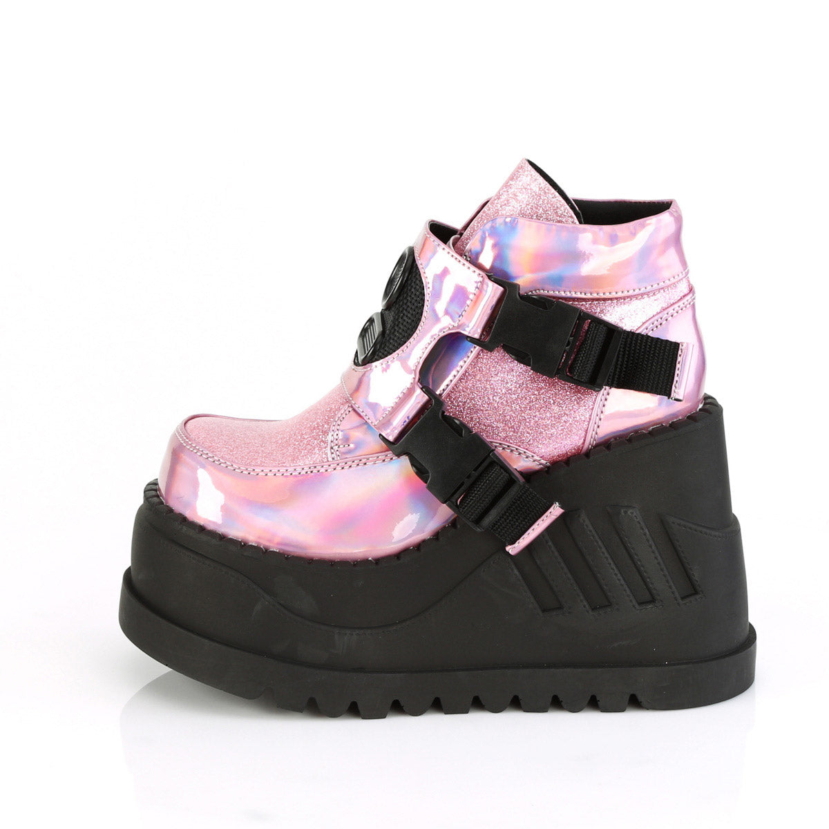 4" Wedge PF Bootie w/Snap Buckle Detail Pleaser Demonia STOMP/15