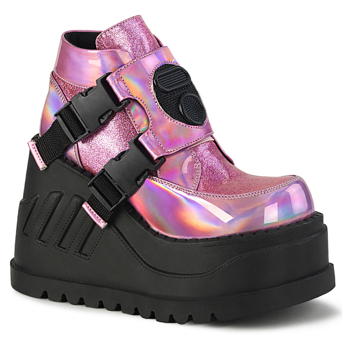 4" Wedge PF Bootie w/Snap Buckle Detail Pleaser Demonia STOMP/15