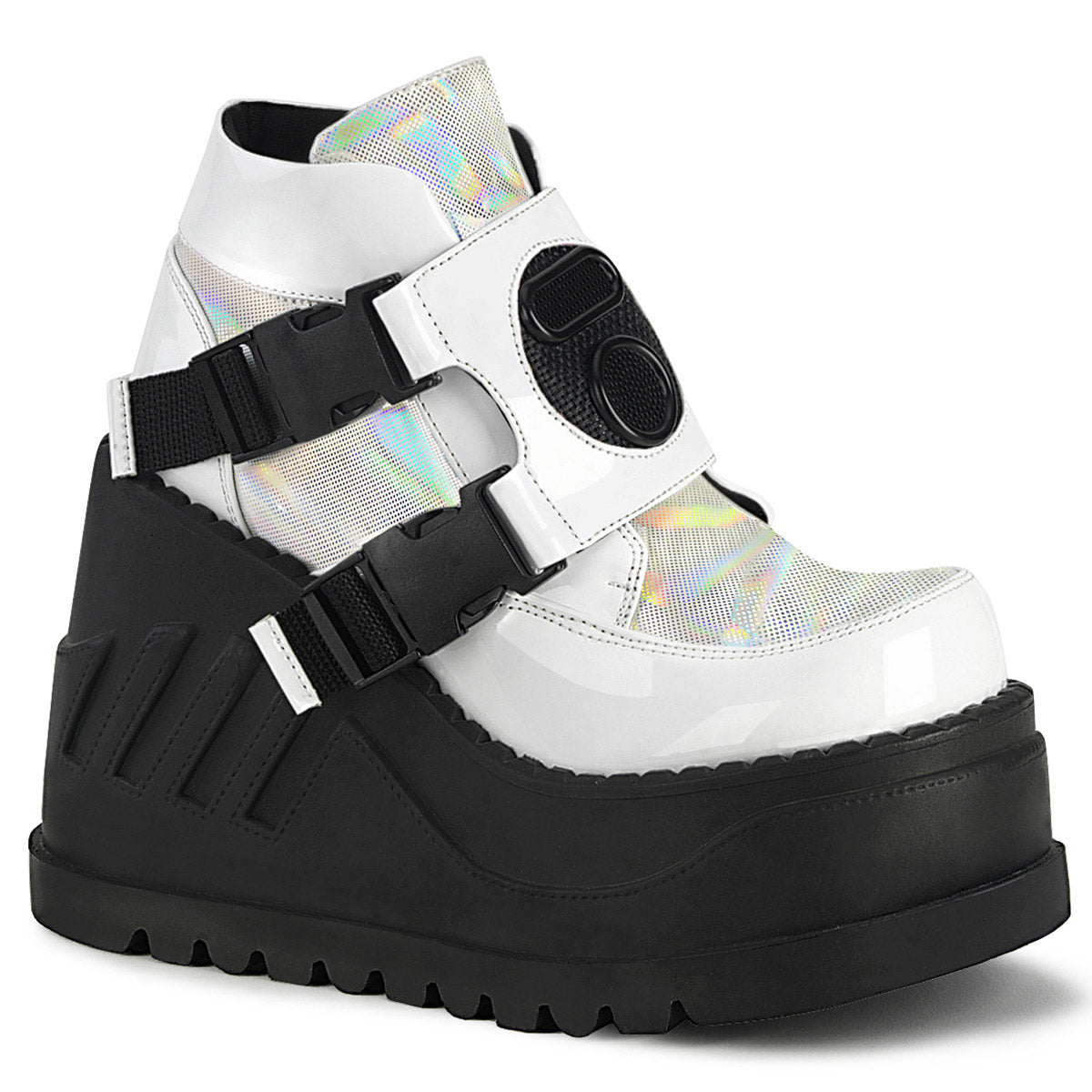 4" Wedge PF Bootie w/Snap Buckle Detail Pleaser Demonia STOMP/15