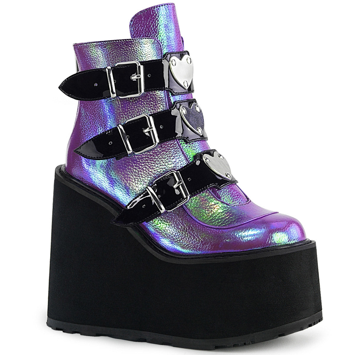 5 1/2" PF Ankle Boot w/ 3 Buckle Straps, Back Metal Zip Pleaser Demonia SWING/105