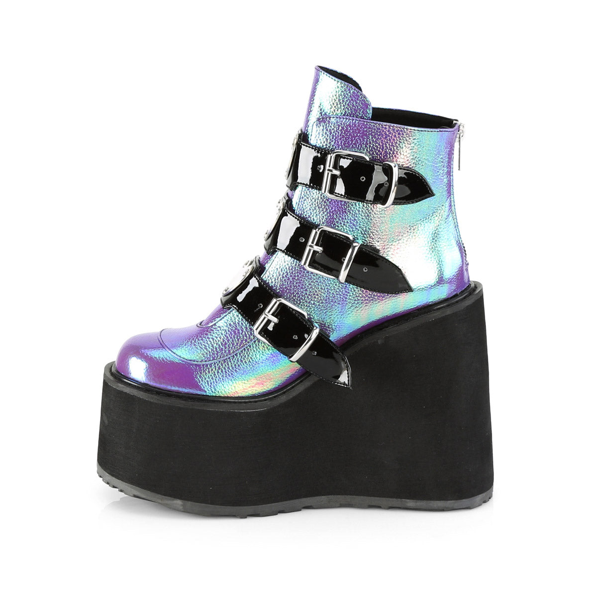 5 1/2" PF Ankle Boot w/ 3 Buckle Straps, Back Metal Zip Pleaser Demonia SWING/105