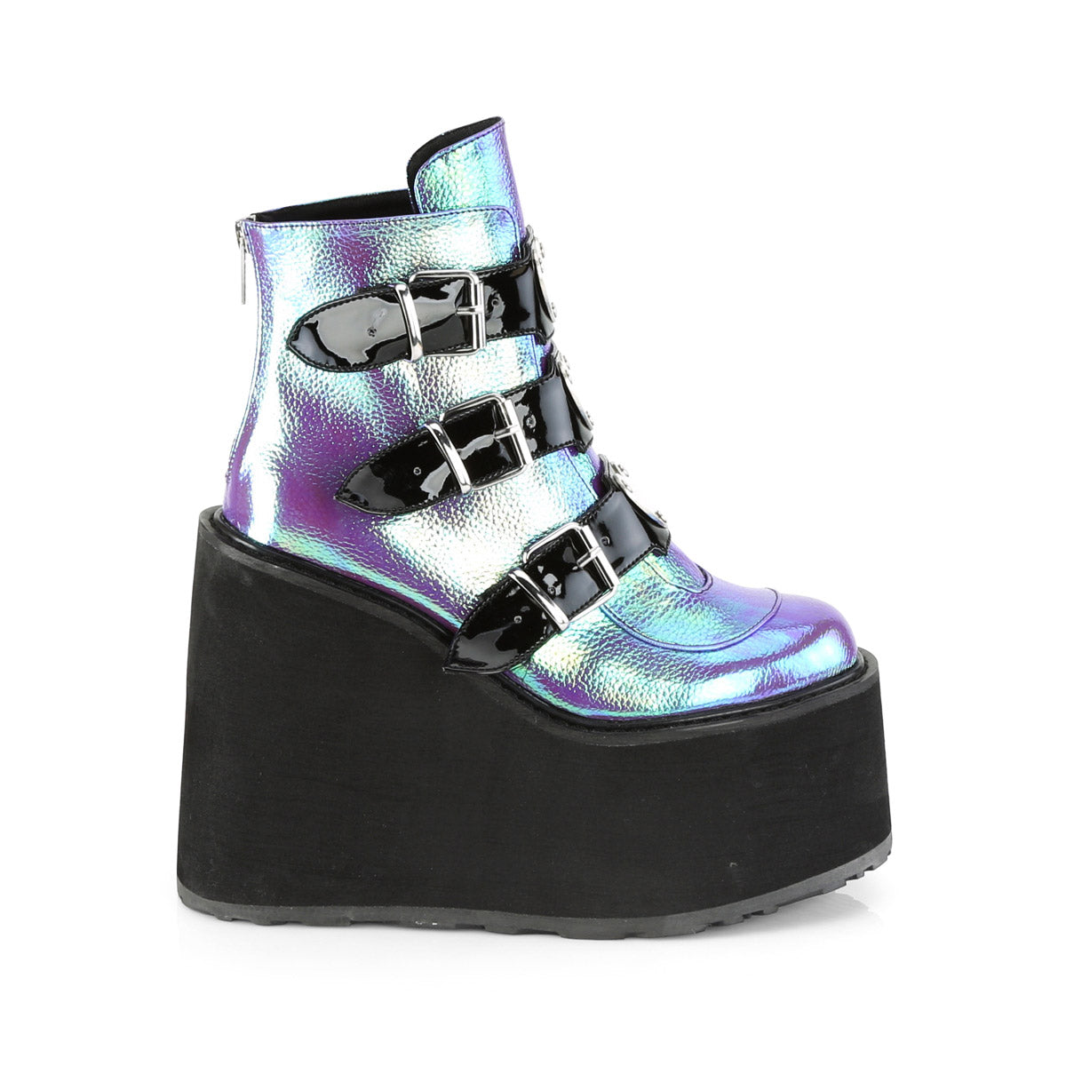 5 1/2" PF Ankle Boot w/ 3 Buckle Straps, Back Metal Zip Pleaser Demonia SWING/105
