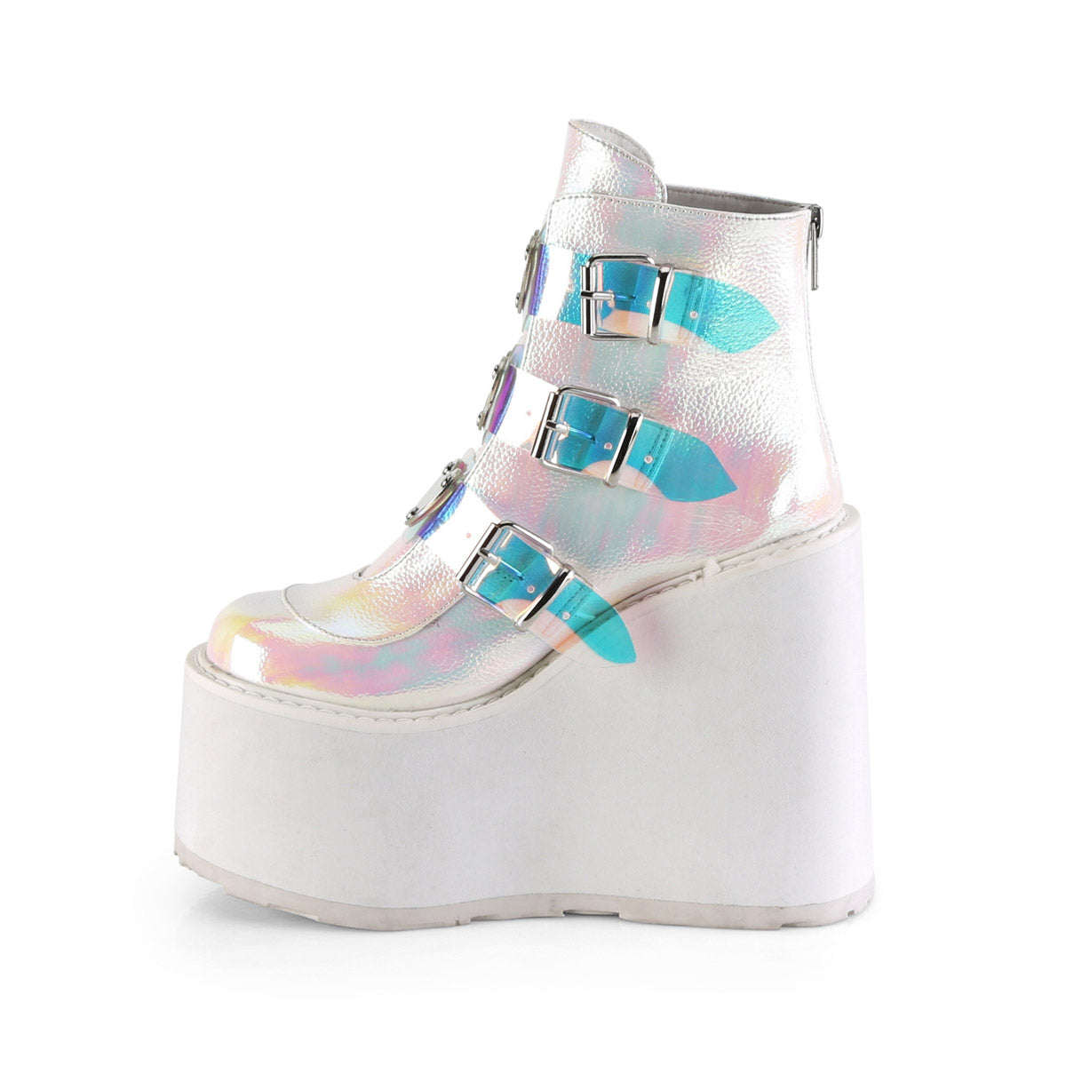 5 1/2" PF Ankle Boot w/ 3 Buckle Straps, Back Metal Zip Pleaser Demonia SWING/105