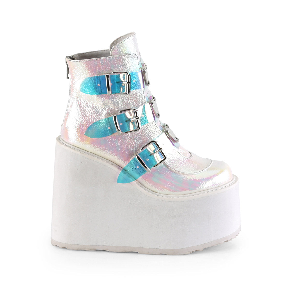 5 1/2" PF Ankle Boot w/ 3 Buckle Straps, Back Metal Zip Pleaser Demonia SWING/105