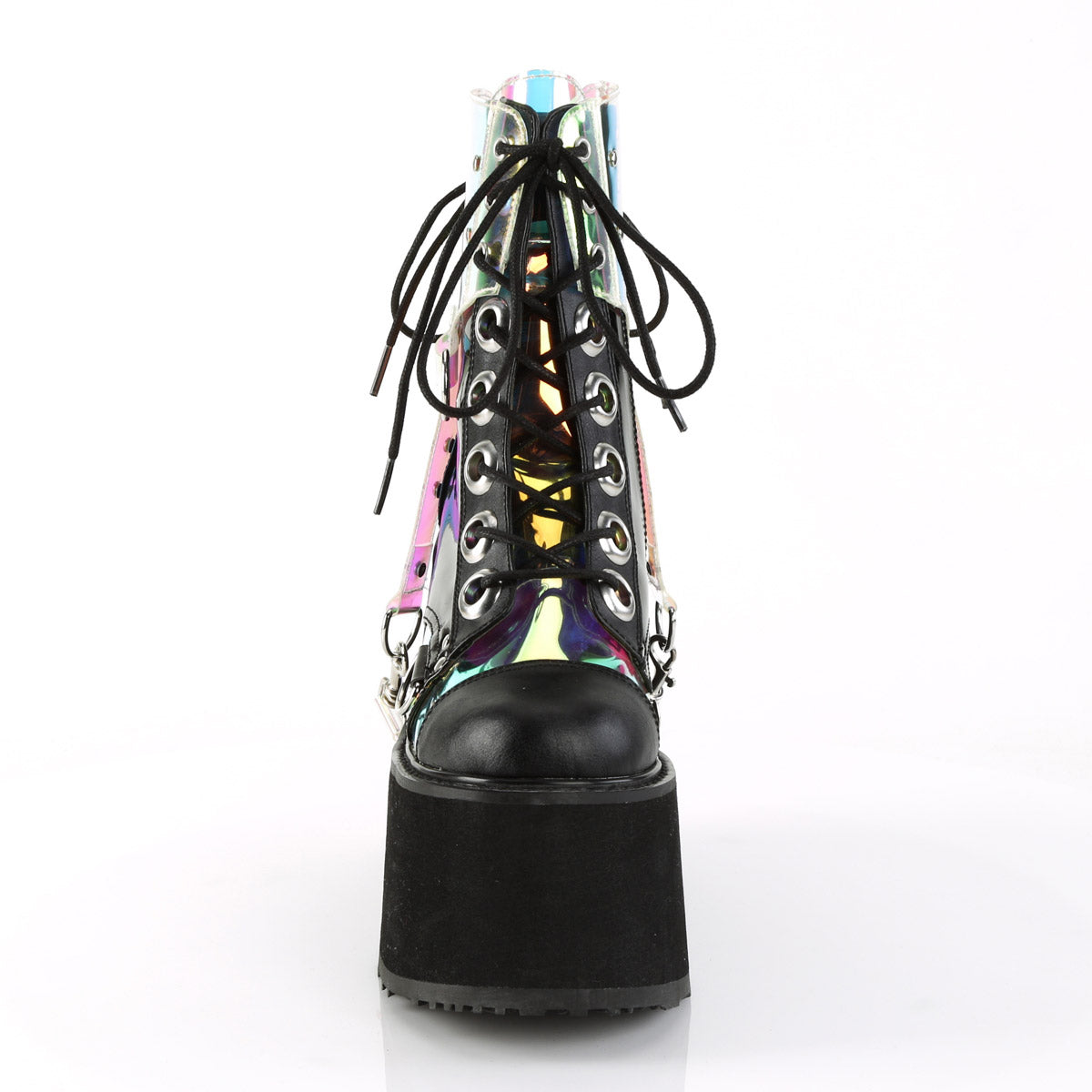 5 1/2" PF Lace-Up Ankle Boot w/ PVC Harnesss, Side Zip Pleaser Demonia SWING/115
