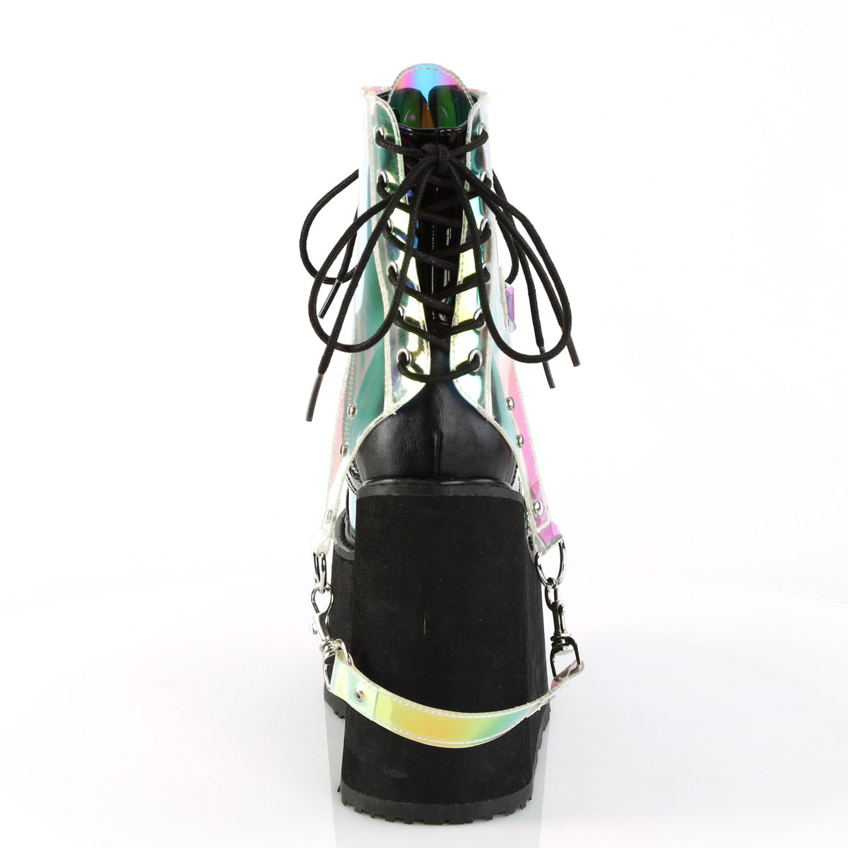 5 1/2" PF Lace-Up Ankle Boot w/ PVC Harnesss, Side Zip Pleaser Demonia SWING/115