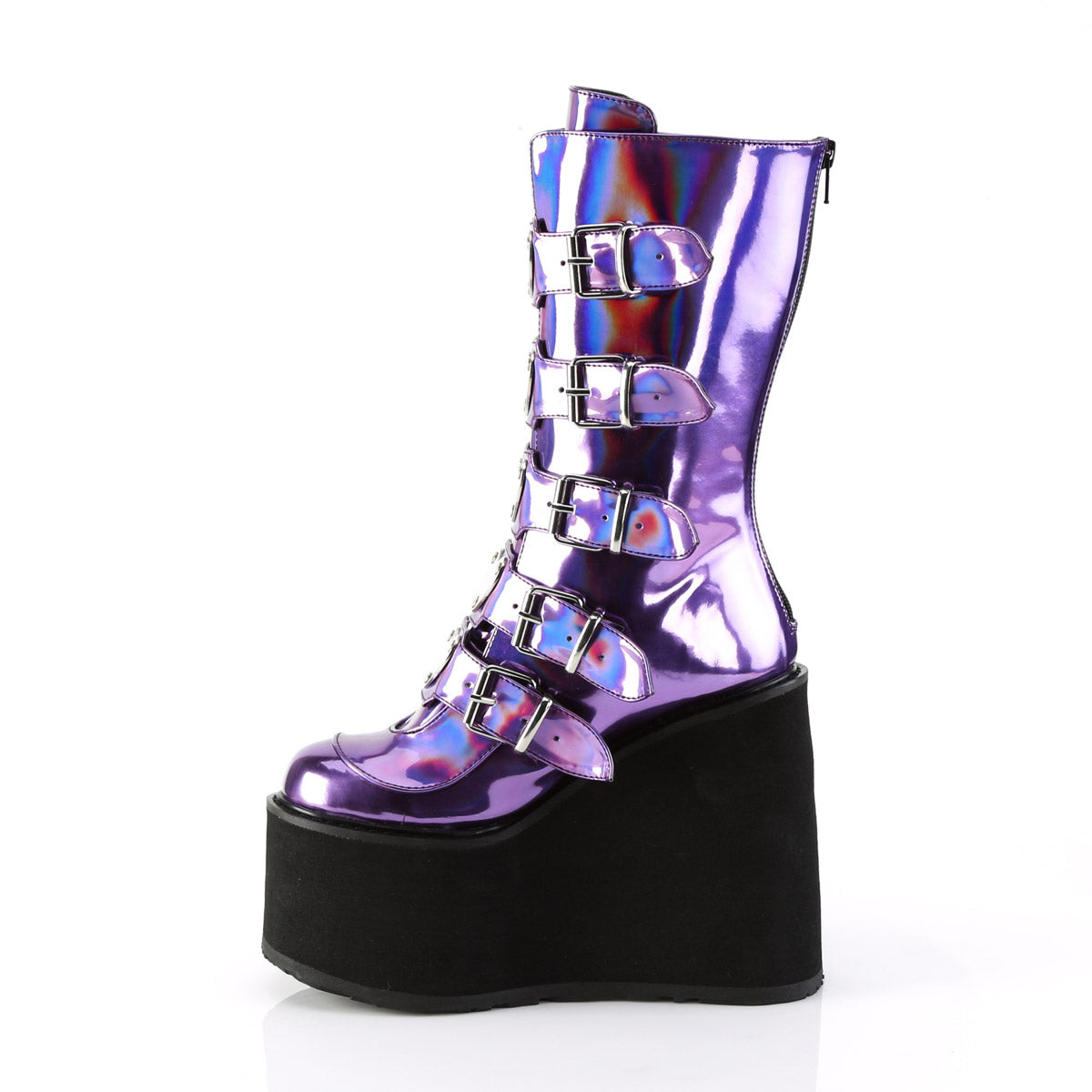 5 1/2" PF Mid-Calf Boot w/ 5 Buckle Straps, Back Metal Zip Pleaser Demonia SWING/230