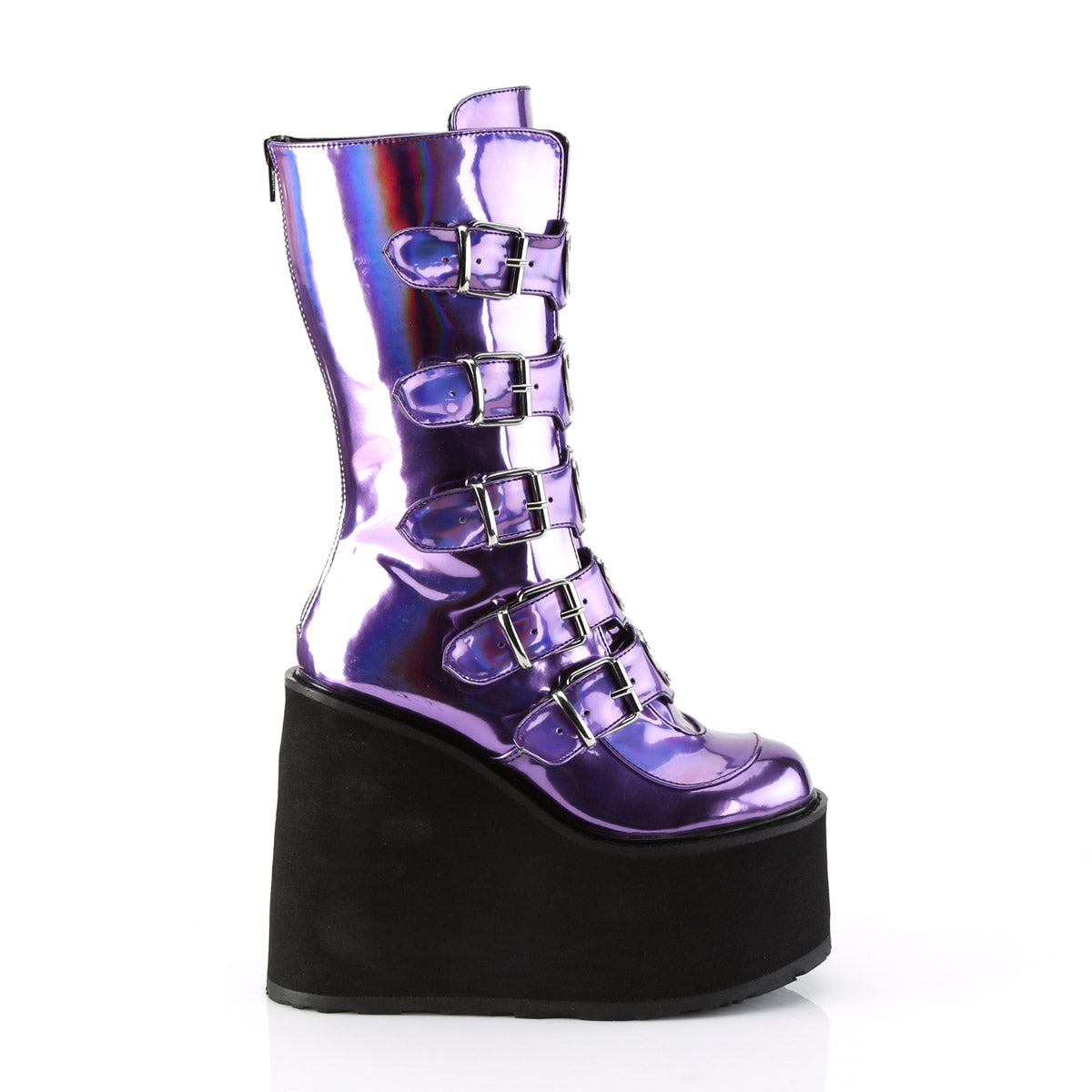 5 1/2" PF Mid-Calf Boot w/ 5 Buckle Straps, Back Metal Zip Pleaser Demonia SWING/230