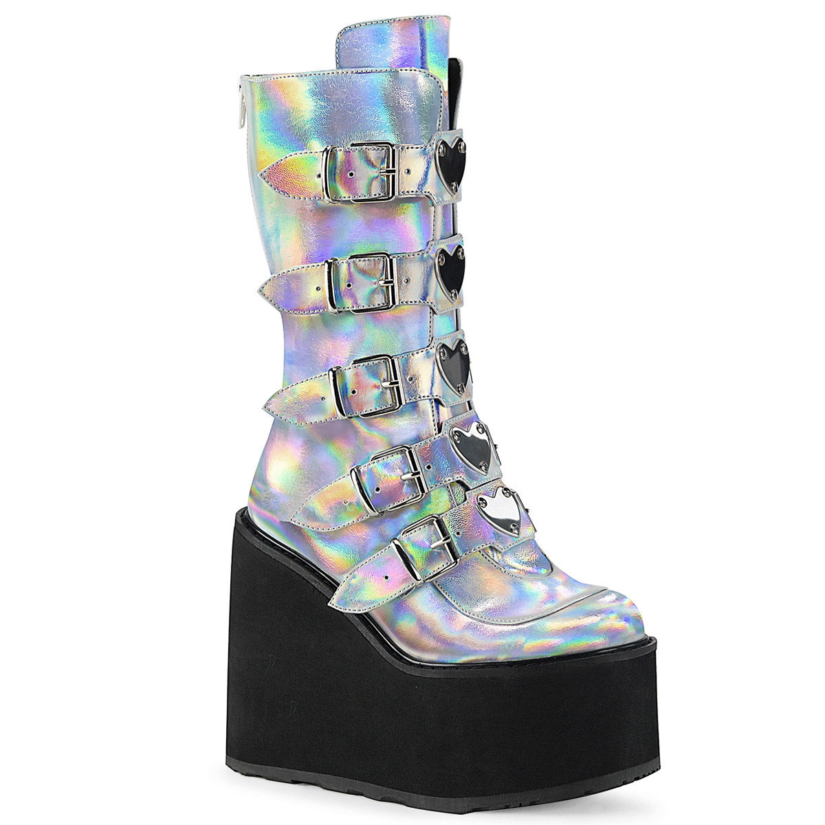 5 1/2" PF Mid-Calf Boot w/ 5 Buckle Straps, Back Metal Zip Pleaser Demonia SWING/230
