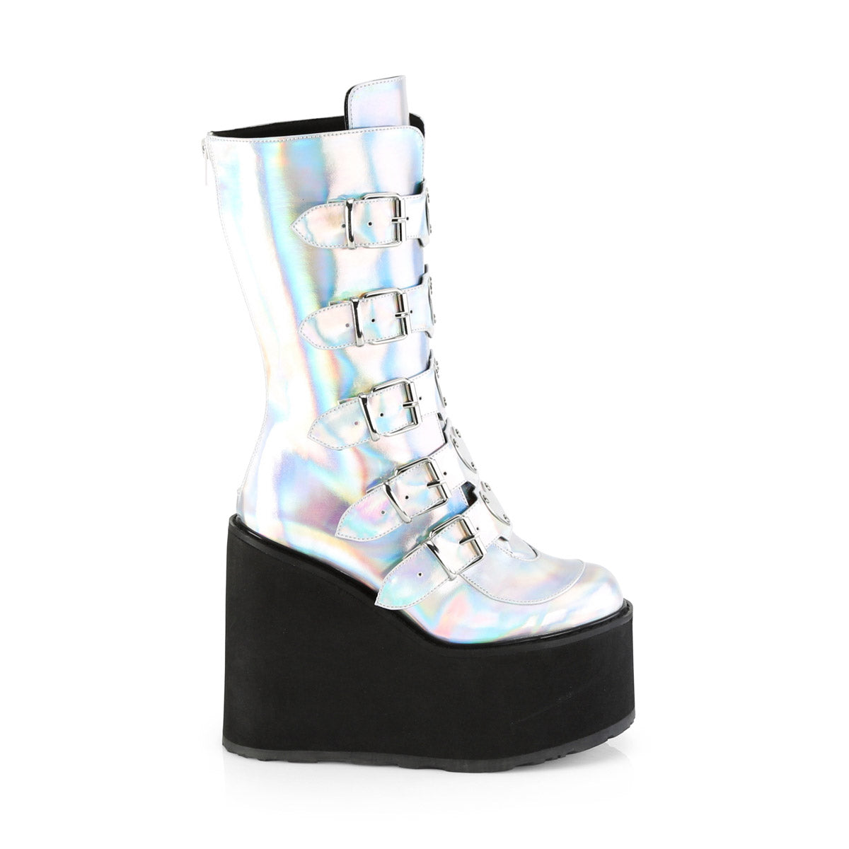 5 1/2" PF Mid-Calf Boot w/ 5 Buckle Straps, Back Metal Zip Pleaser Demonia SWING/230