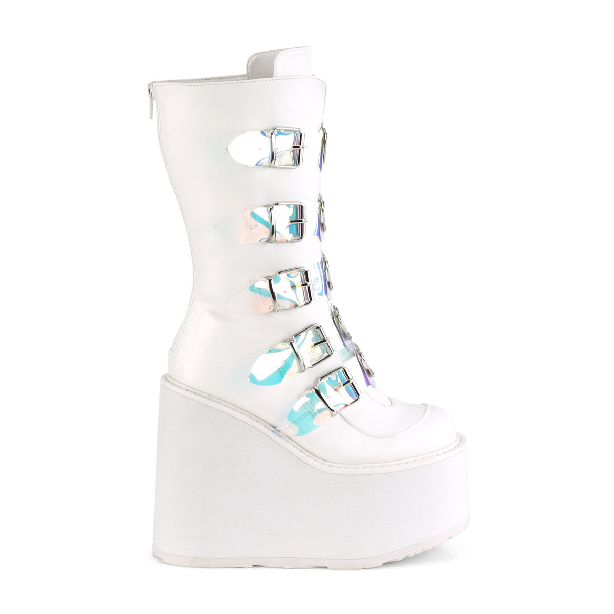 5 1/2" PF Mid-Calf Boot w/ 5 Buckle Straps, Back Metal Zip Pleaser Demonia SWING/230