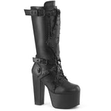 5 1/2" Heel, 3" Pf Lace Up Knee High Boot, Side Zip Pleaser Demonia TORMENT/218