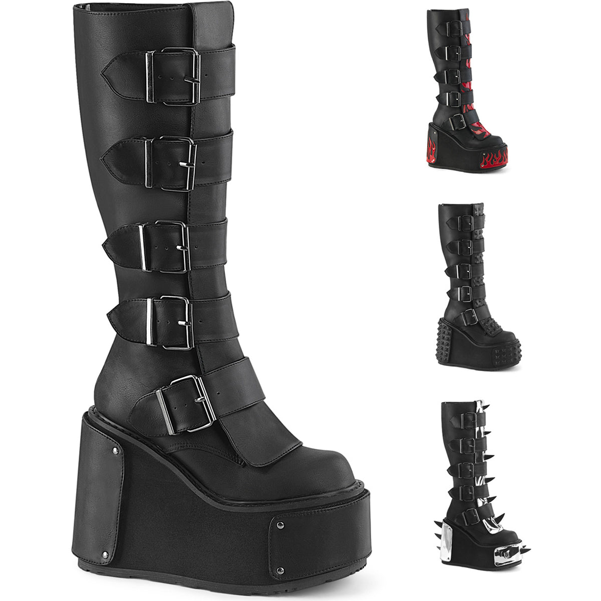5 1/2" Wedge Pf Boot W/ Interchangeable Panels, Back Zip Pleaser Demonia TRANSFORMER/800