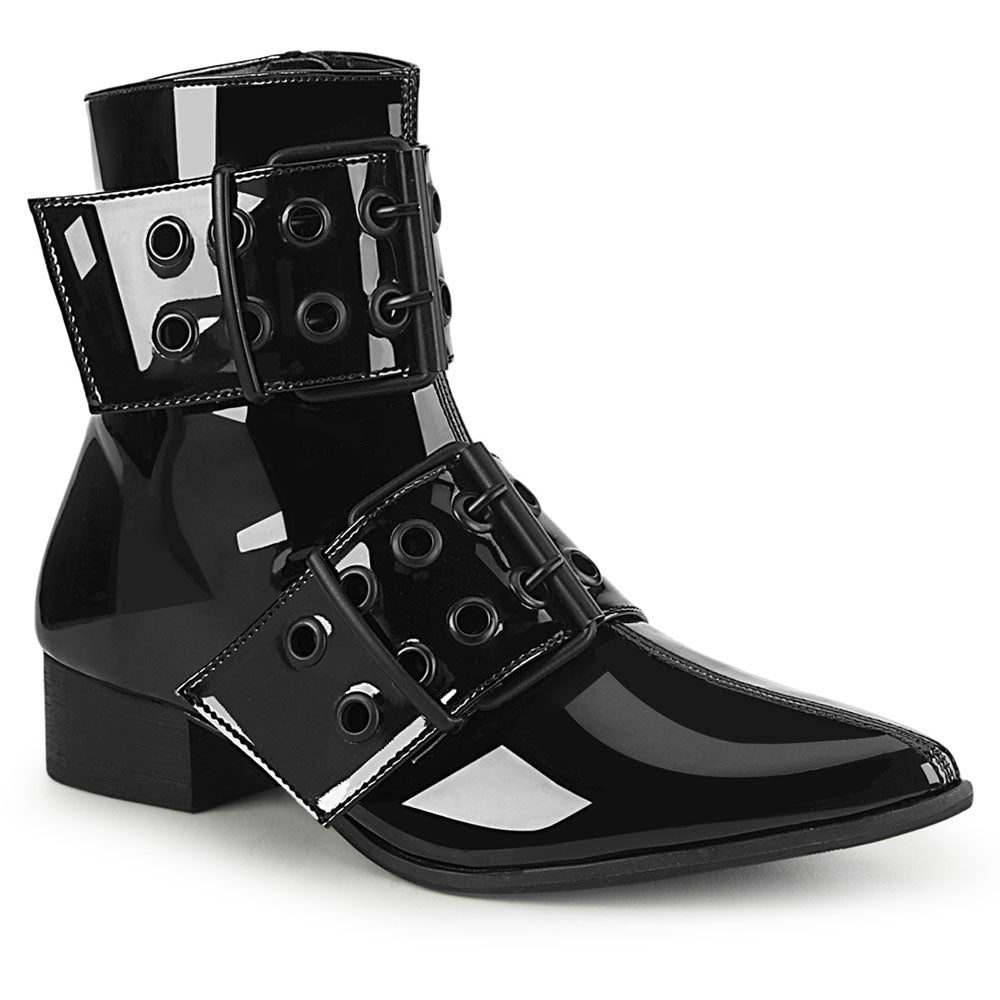 1" Block Heel Pointed Toe Ankle Boot, Side Zip Pleaser Demonia WARLOCK/55