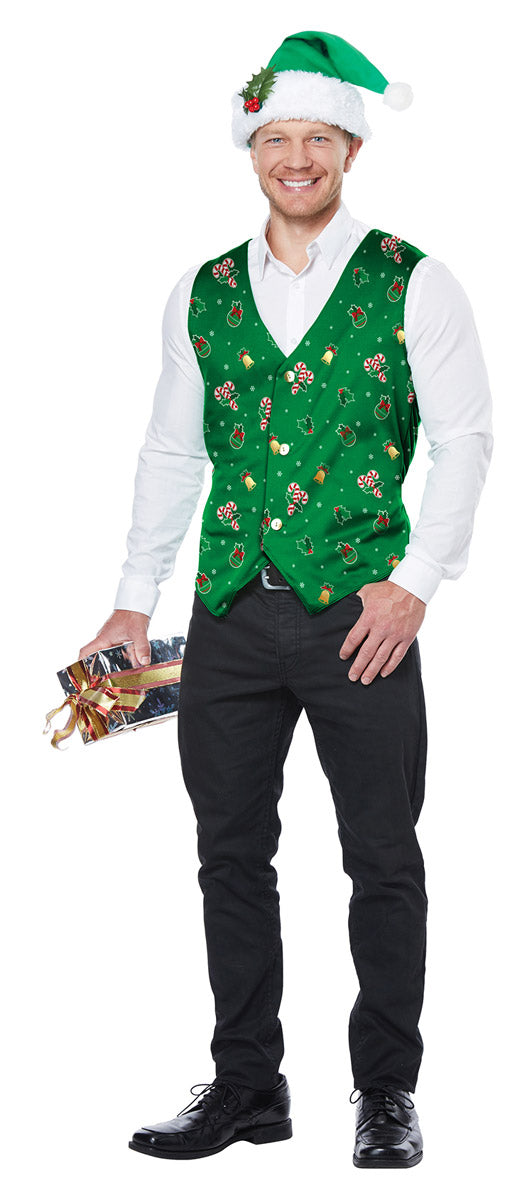 HOLIDAY VEST, GREEN/ADULT California Costume 01517