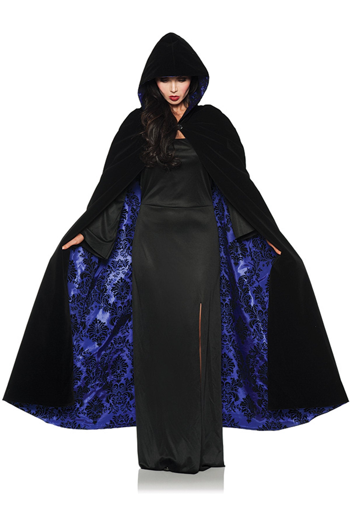 Deluxe Velvet & Satin Flocked Cape - Purple Underwraps 28083