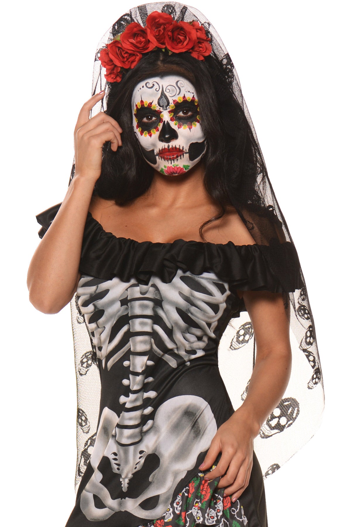 Day Of The Dead Mantilla Underwraps 28675