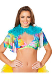 Fringed Shrug With Fur Detail Roma  3252