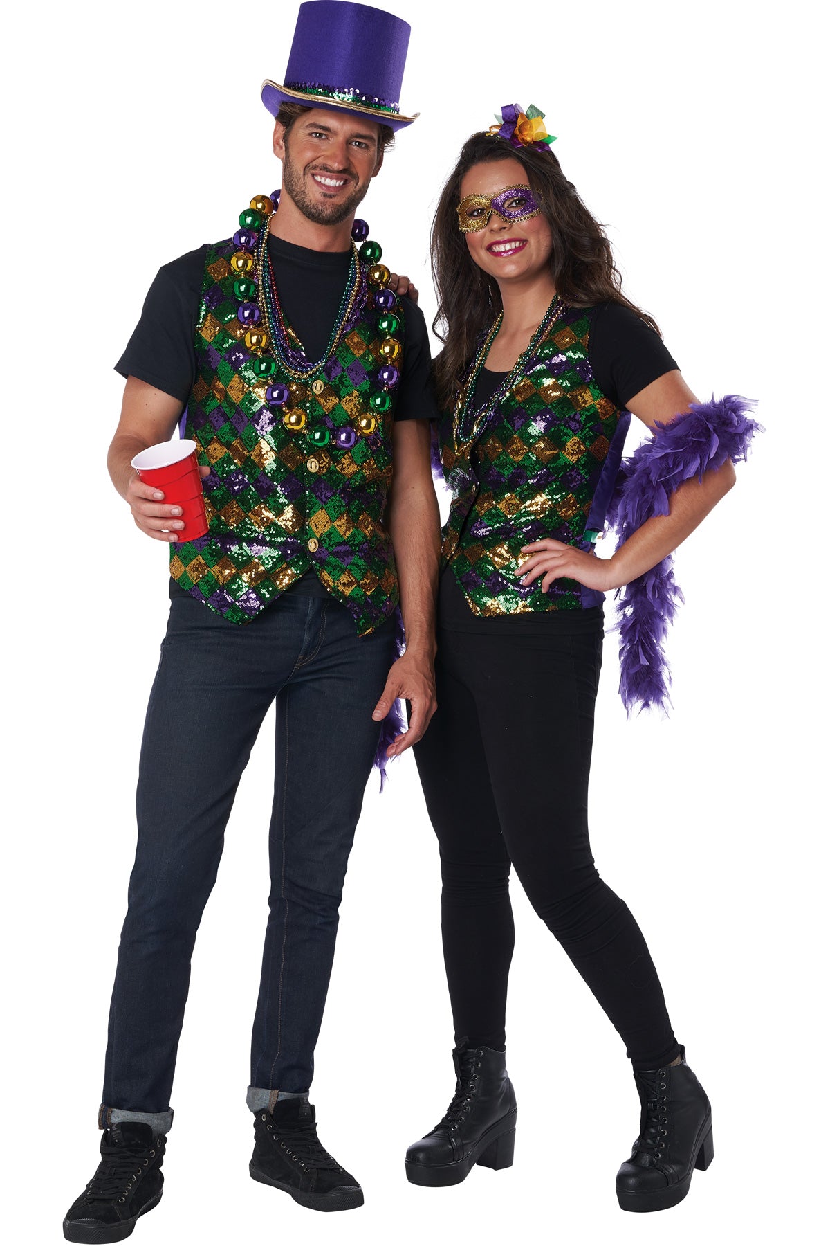 Women'S Sequin Carnival Vest Set/Adult California Costume  6022/003