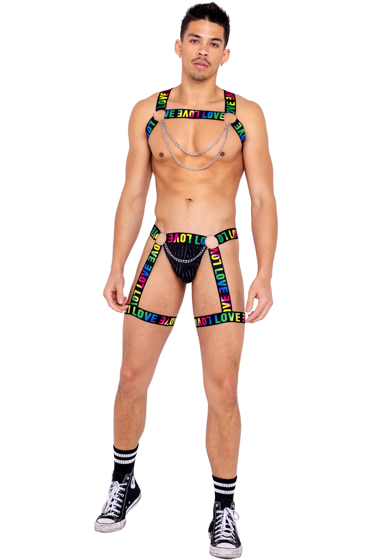 Men?S Pride Harness With Chain & Ring Detail Roma  6157