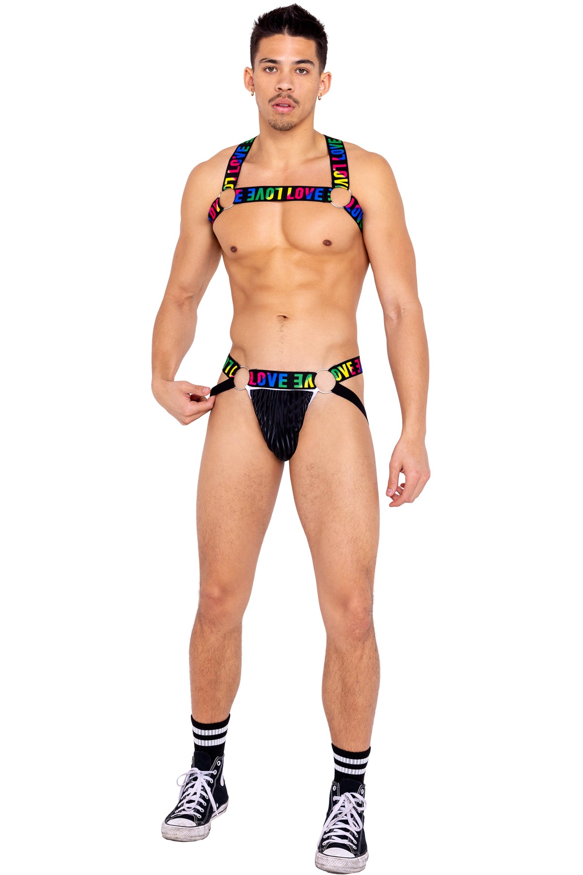 Men?S Pride Harness With Chain & Ring Detail Roma  6157