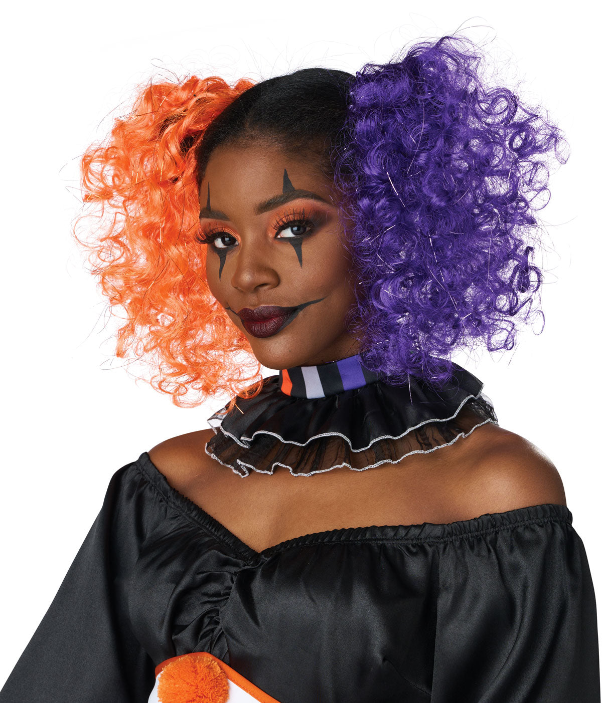 Purple And Orange Curly Clips California Costume  7023/106