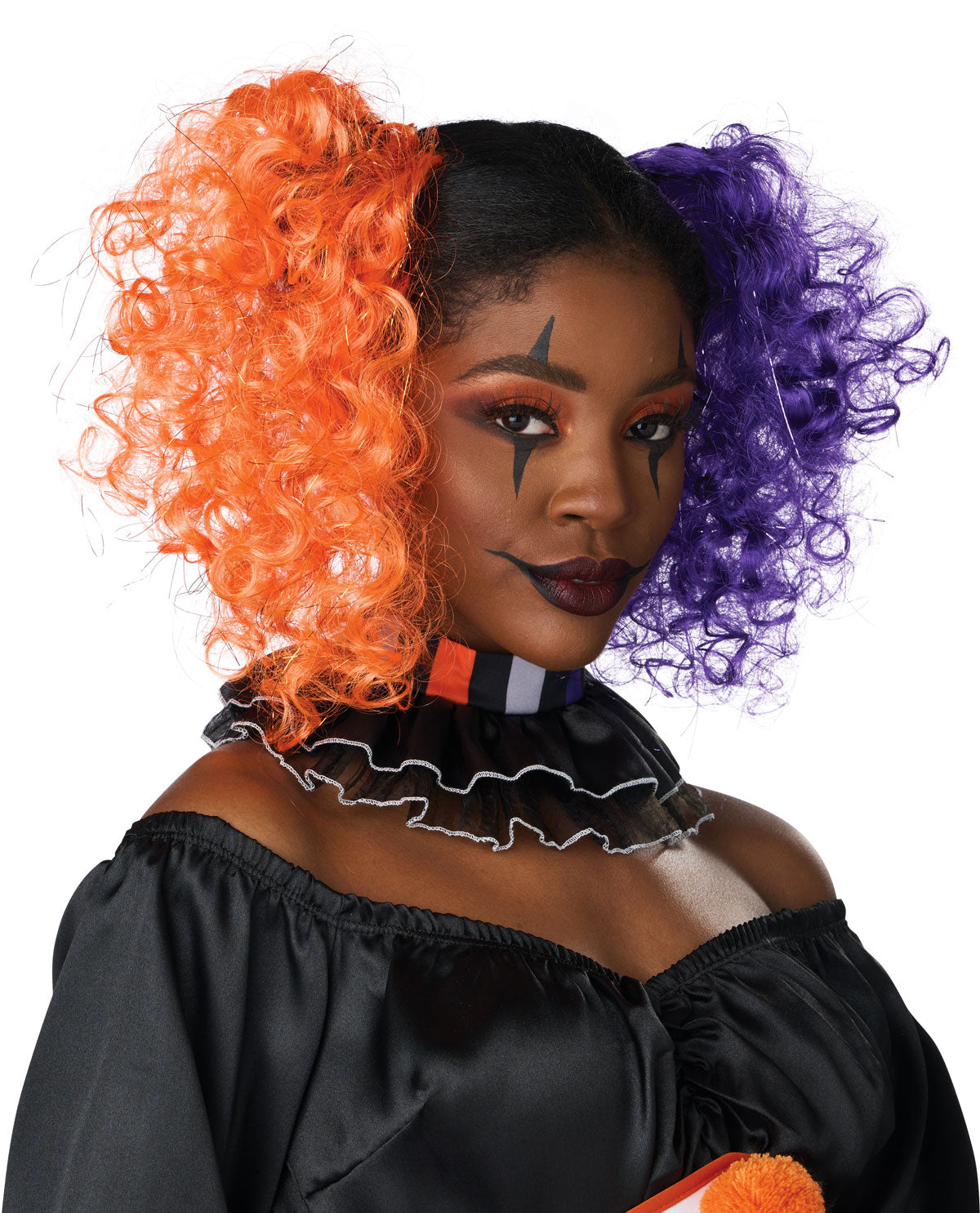 Purple And Orange Curly Clips California Costume  7023/106
