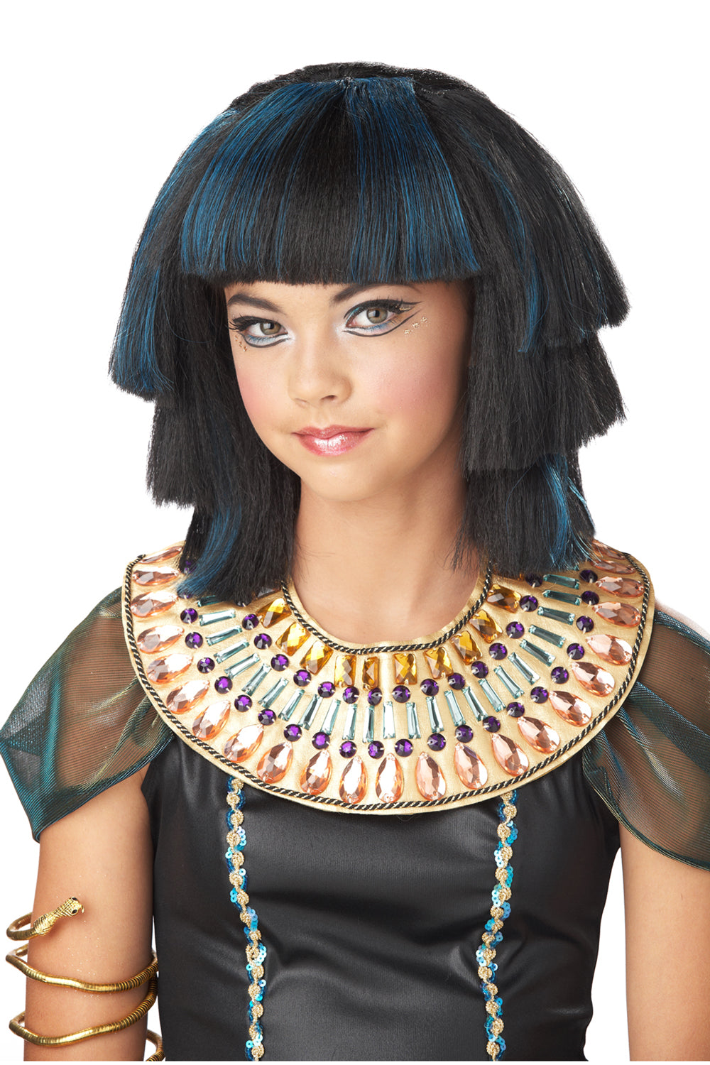 Egyptian Cleopatra Blue Nile Step Layered Wig With Colored Streaks Costume California Costume  70697