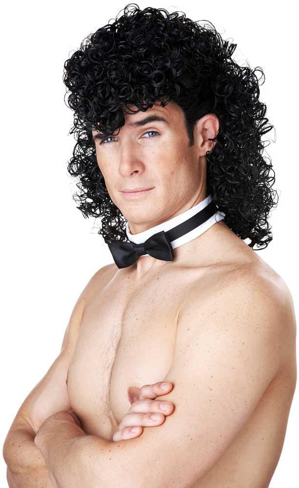 Curly Mullet Styled Black Hair Wig California Costume 70771