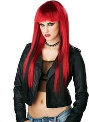 Long Red Wig w/ Black Streak Highlights California Costume 70787