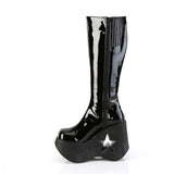 5" Star Cutout Pf Wedge Knee High Boot, Inside Zip Pleaser Demonia DYN600/B-BMCG