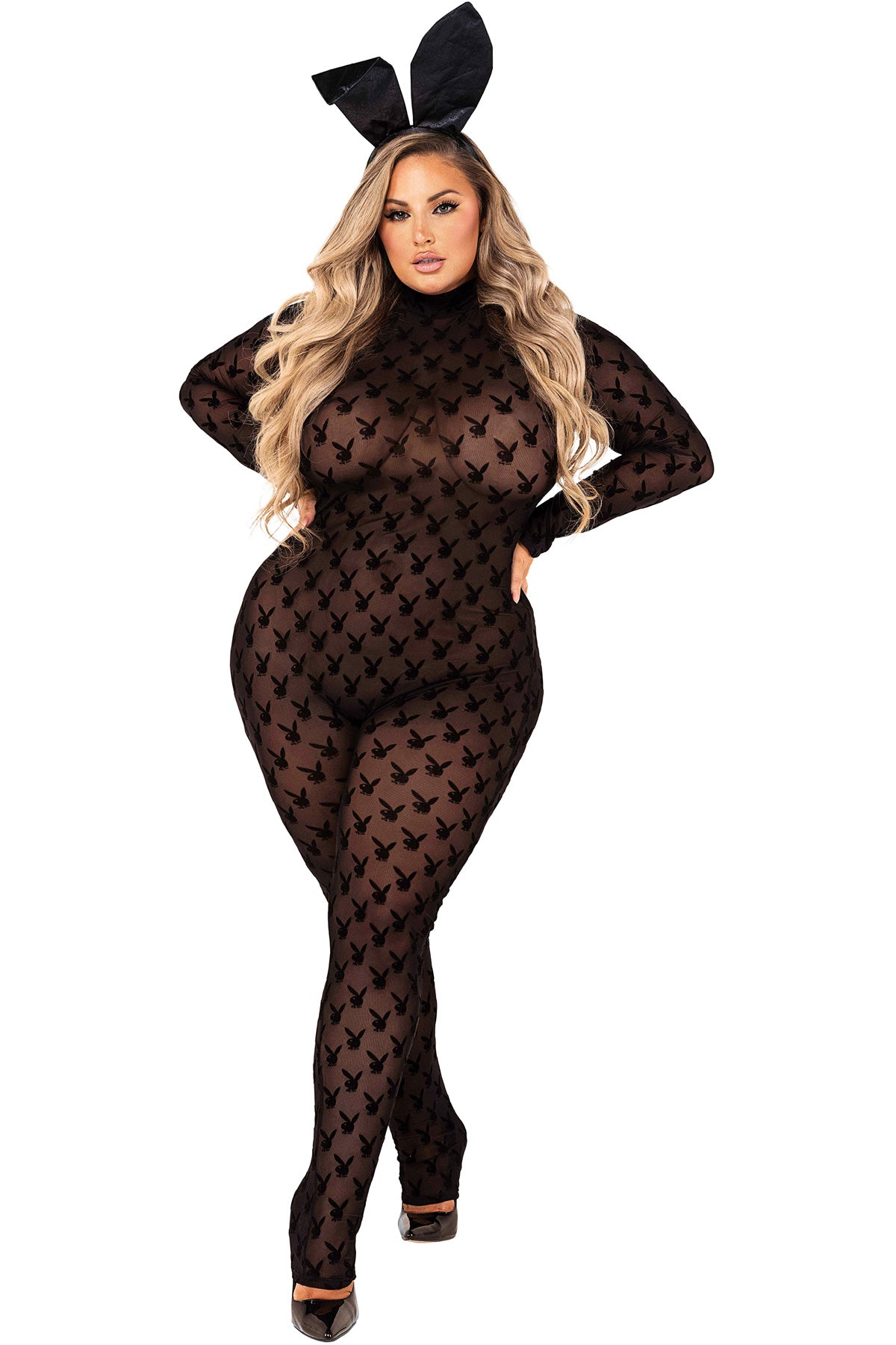 2Pc Sheer Playboy Bunny Bodysuit Roma  PB112