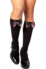 Stockings With Black/Baby Pink Bow Roma  ST4218